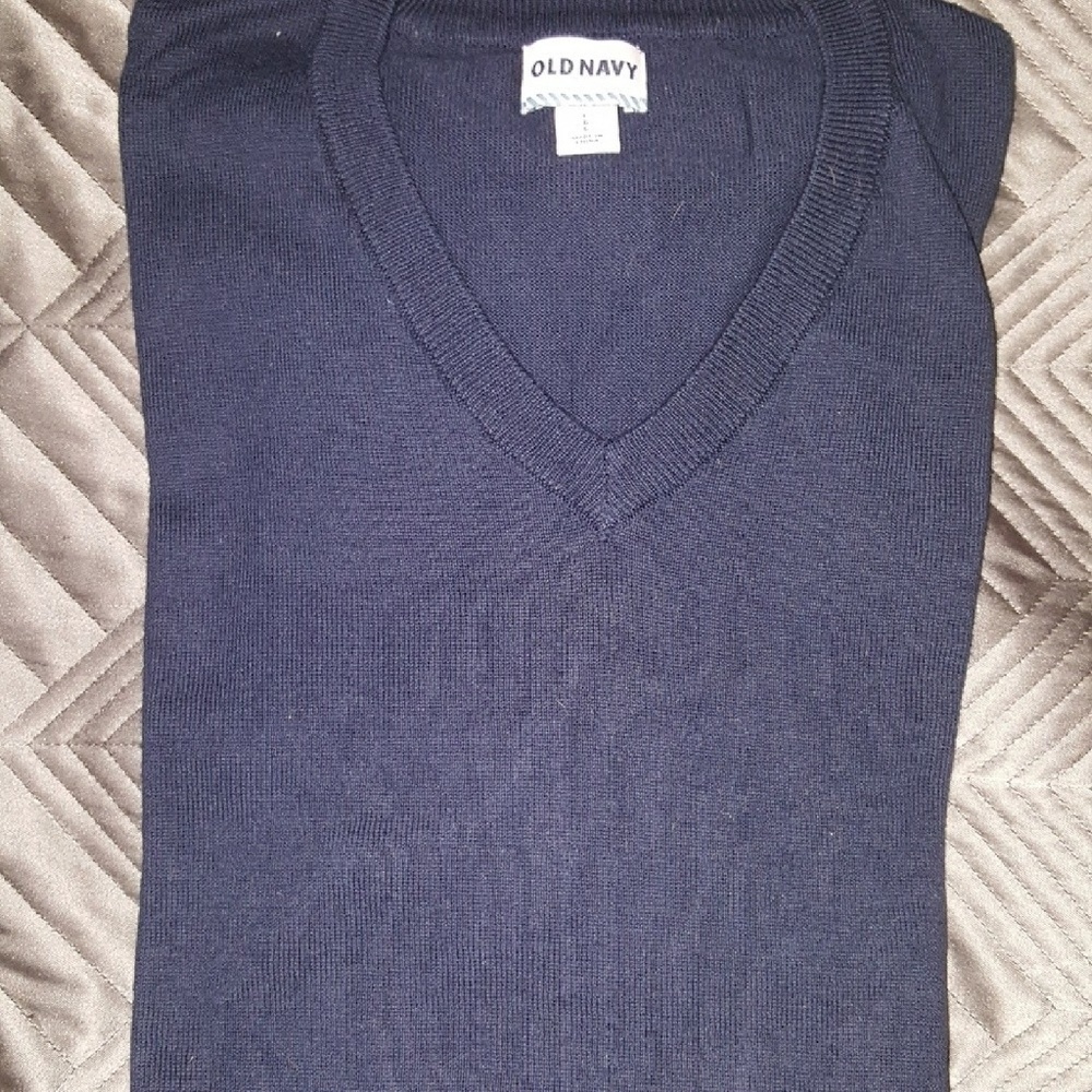 Men's Navy Blue V-Neck Sweater